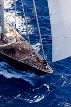 Mega yacht racing in the 2013 St. Barths Bucket Regatta, Caribbean, March 2013. All non-editorial uses must be cleared individually.