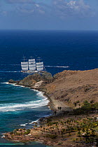 Mega yacht 'Maltese Falcon' sailing around the island in St. Barths during the 2013 St. Barths Bucket Regatta, Caribbean, March 2013. All non-editorial uses must be cleared individually.