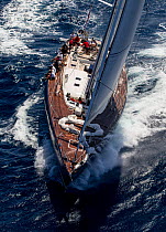 Mega yacht 'Salute' racing in the 2013 St. Barths Bucket Regatta, Caribbean, March 2013. All non-editorial uses must be cleared individually.