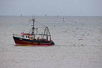 Trawler boat of the coast, Norfolk, England, UK, October 2013