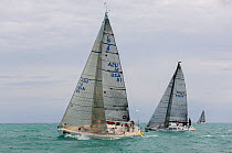 Sail boats racing during Key West Race Week 2013, Florida. All non-editorial uses must be cleared individually.