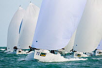 Sailboats racing with spinnakers out during 2013 Key West Race Week, Florida. All non-editorial uses must be cleared individually.