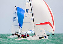 Boats race in choppy waters during the 2103 Key West Race Week, Florida. All non-editorial uses must be cleared individually.