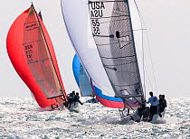 Boats race in choppy water during 2013 Key West Race Week, Florida. All non-editorial uses must be cleared individually.