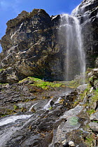 Waterfall on the River de Larrue, near Lac des Gloriettes, Pyrenees National Park, Hautes Pyrenees, France, June 2013.