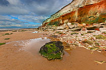 Cliffs and beach, Hunstanton, Norfolk, UK, September 2013.