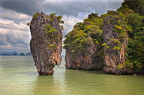 Limestone stack Ko Tapu Islet in front of Khao Phing Kan Island, Ao Phang Nga National Park, Phang Nga Province, Thailand, December 2011.