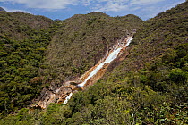 The Cascatona waterfall in the dry season, Cerrado, Parque do Caraca, Minas Gerais, Brazil