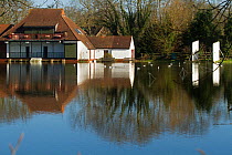 Wraysbury cricket pitch under water in February 2014 floods, Wraysbury, England, UK, 16th February 2014.