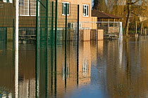 Flooded Primary school during February 2014 floods. Surrey, England, UK, 16th February 2014.