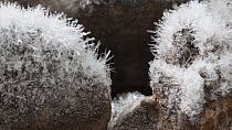 Timelapse of frost forming on rocks, controlled conditions, Somerset, England, UK.