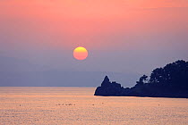 Coastal landscape at sunset, Futtsu, Unzen Geopark, Nagasaki Prefecture, Kyushu, Japan, May 2010.