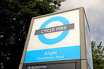 Cycle Hire Logo for Barclays bikes, Angel, London Borough of Islington, England UK