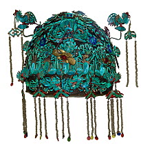 Kingfisher feather headdress, probably used in opera for those playing Empresses. From China, Qing Dynasty 1644-1911.