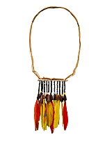 Mebengokre arm ornament containing oropendola and macaw feathers. From the state of Para, Brazil dating to 1960, such arm bands are worn during naming ceremonies.