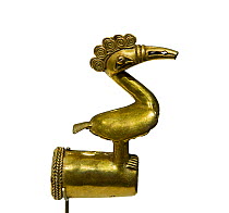 Bird finial in cast gold perhaps for a Shamans staff, from  5-10th century Columbia.