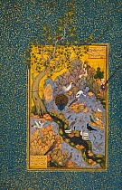 The Conference of the Birds by Habiballah. Detail from page of a manuscript of the Mantiq al-Tayr (The Language of the Birds) of Farid al-Din Attar, circa 1600,  Safavid, Isfahan, Iran.