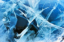 Cracks in the ice of Lake Baikal, Siberia, Russia, March.