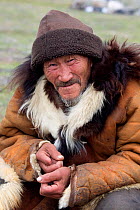 Portrait of Nikolai Votgyrgin, an elderly Chukchi reindeer herder. Iultinsky District, Chukotka, Siberia, Russia, August 2013.