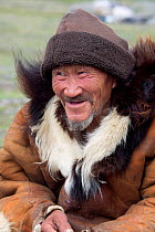 Portrait of Nikolai Votgyrgin, an elderly Chukchi reindeer herder. Iultinsky District, Chukotka, Siberia, Russia, August 2013.