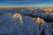 View of Elbrus region over main ridge of Caucasus Mountains, Kabardino-Balkaria,  Northern Caucasus Mountains, Russia, October 2013.