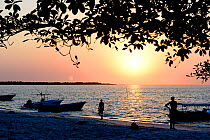 Sunset over beach near Orango Park Hotel, Orango Island, Guinea-Bissau. December 2013.