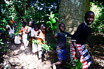 Ceremonial procession during wedding, Ambeduco village. Orango Island, Guinea-Bissau, December 2013.