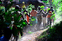 Ceremonial procession during wedding, Ambeduco village. Orango Island, Guinea-Bissau, December 2013.