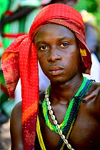 Groom in traditional clothing at his wedding in the village of Ambeduco. Orango Island, Guinea-Bissau, December 2013.