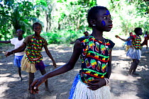 Girls dancing in a traditional Susso dance. Catesse village, Cantanhez National Park, Guinea-Bissau, December 2013.