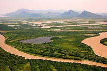 Aerial view of the Pantanal, at the end of the dry season, area of the Rio Paraguay or Paraguay river, north of Corumba, Brazil, November 2012. Taken for the Freshwater Project.
