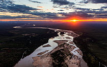 River Luangwa at sunset, South Luangwa National Park, Zambia. April 2013.