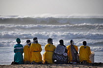 Traditional healers praying on Durban beach, KwaZulu-Natal, South Africa, August 2009.