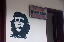 Che Guevara stencilled on Medical Sciences Office wall, Baracoa, Guantanamo province, Eastern Cuba, November 2011.