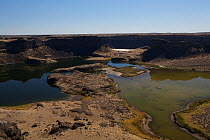 Dry Falls, at five times the width of Niagara, Dry Falls is thought to be the greatest known waterfall that ever existed, left behind by the great ice age floods. Grant County, Washington, North Ameri...