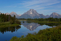 The Tetons reflected in the Oxbow Bend of the Snake River, Wyoming