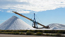 Stock of salt and equipment, Aigues-Mortes salt pans, Camargue, France, September 2013.