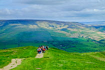 Walkers on Mam Tor, Peak District National Park, Derbyshire, England, May 2014