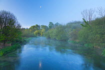 Moonlight on the River Itchen, Ovington, Hampshire, England, UK, May 2012.