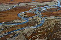 Aerial view of rivers in Wrangel Island, Far Eastern Russia, September 2011.