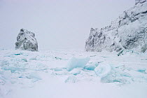 Pack ice beginning to break up on the coast of Wrangel Island, Far Eastern Russia, March 2011.