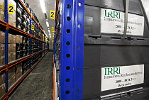 Crates of seeds stored at -18 C in the main Svalbard Global Seed Vault, Svalbard, Norway, July 2012.