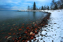 Snow lining the shore of Lake Superior, Tettegouche State Park, Minnesota, December 2011.