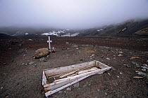 Graves at the now abandoned British Antarctic Survey station and Whaling station, Whalers Bay, Deception Island, Antarctica