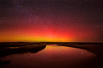Northern lights (Aurora borealis) from East Bank, Cley, North Norfolk, February 2014.