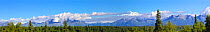 Panoramic of Alaska Range with Mt. McKinley taken from Parks Highway, Alaska, USA, July 2012.
