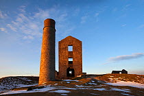 Magpie Mine, an abandoned lead mine, in morning light. Peak District National Park, Derbyshire, UK. March.