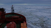 Time lapse of an icebreaker trying to force its way through thick pack ice, Peterson Bank, Antarctica.