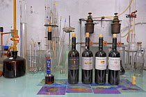 Wine making laboratory, Santorini wines, Santorini Island, Greece, May 2009.