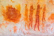 Human figures in rock art, Sevilla Bushman Rock Art Trail, Clanwilliam, Cederberg Mountains, Western Cape province, South Africa, September 2012.
